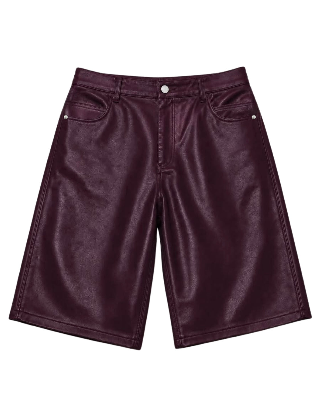 HEAVYWEIGHT LEATHER JORTS: BLACK CHERRY