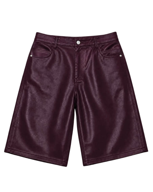 HEAVYWEIGHT LEATHER JORTS: BLACK CHERRY
