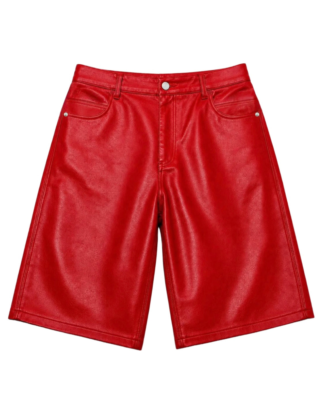 HEAVYWEIGHT LEATHER JORTS: BLOOD RED